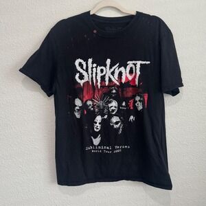 Slipknot Subliminal Verses World Tour 2005 Black Graphic T Shirt Size L Grunge